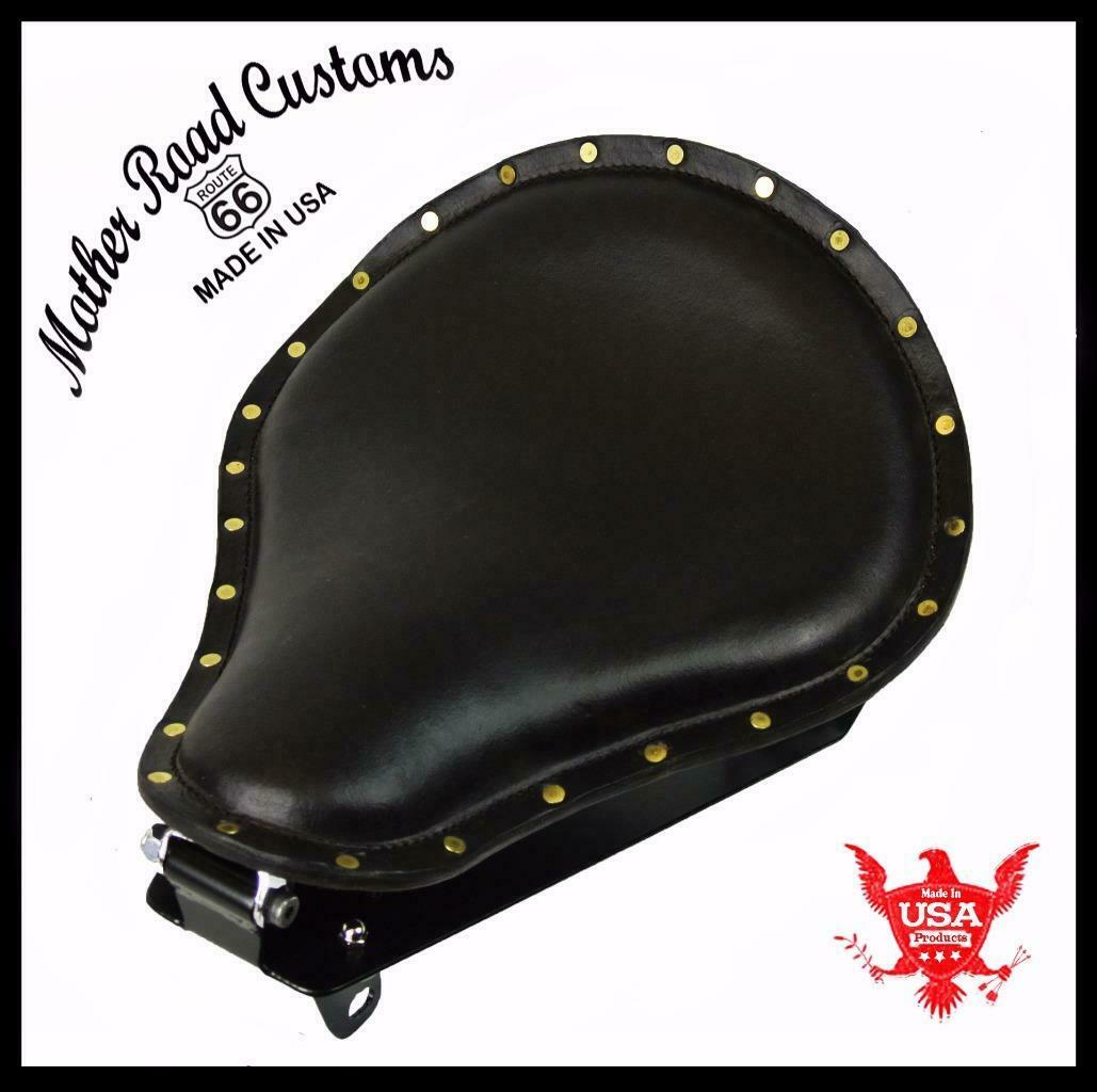 2014-2025 Yamaha Bolt Spring Seat Conversion Kit Blk Brass Rivets Leather bcs