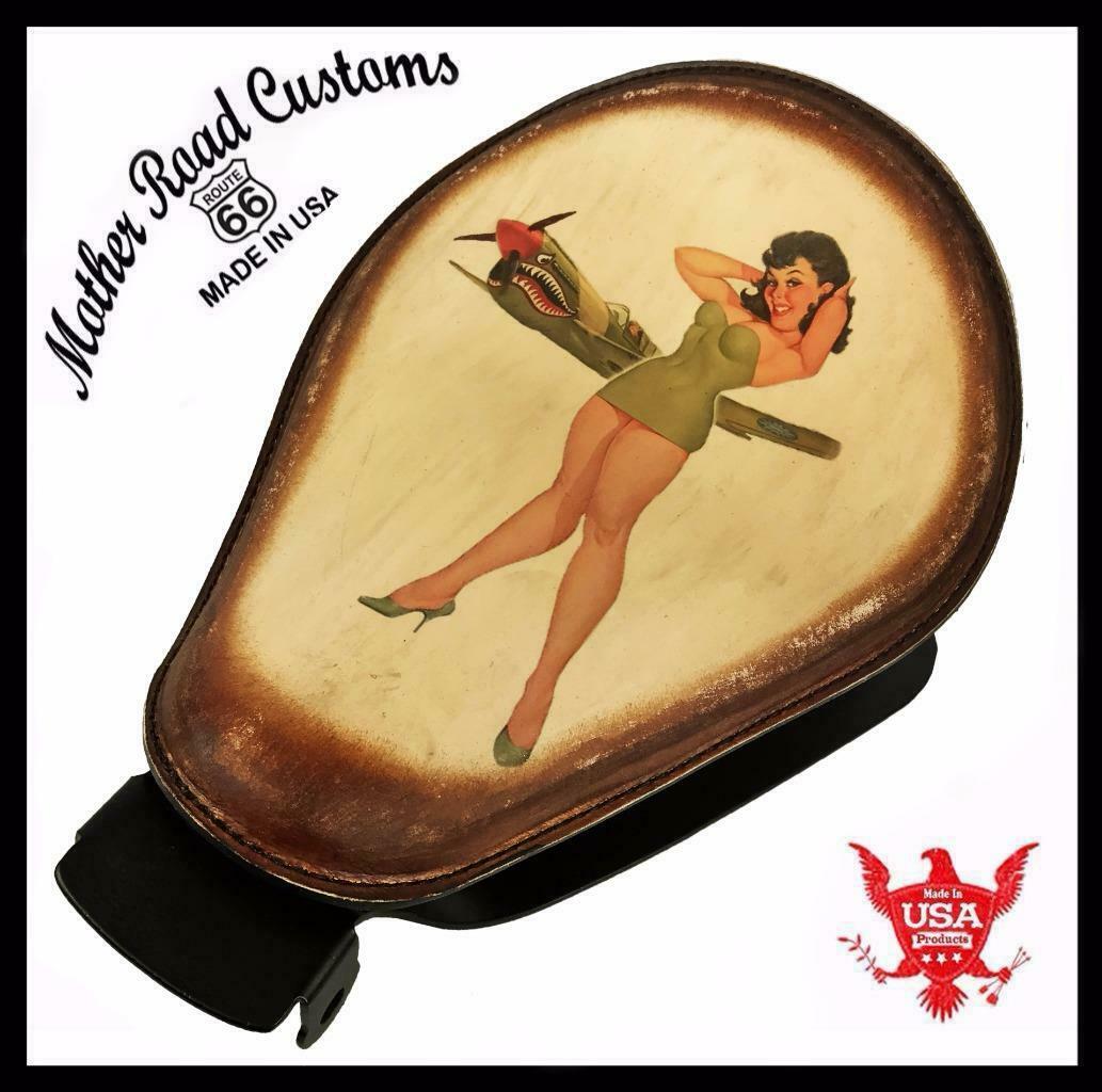 2010-2022 Sportster Harley Spring Seat BrnDist Tattoo Leather Solo Mount Kit bcs