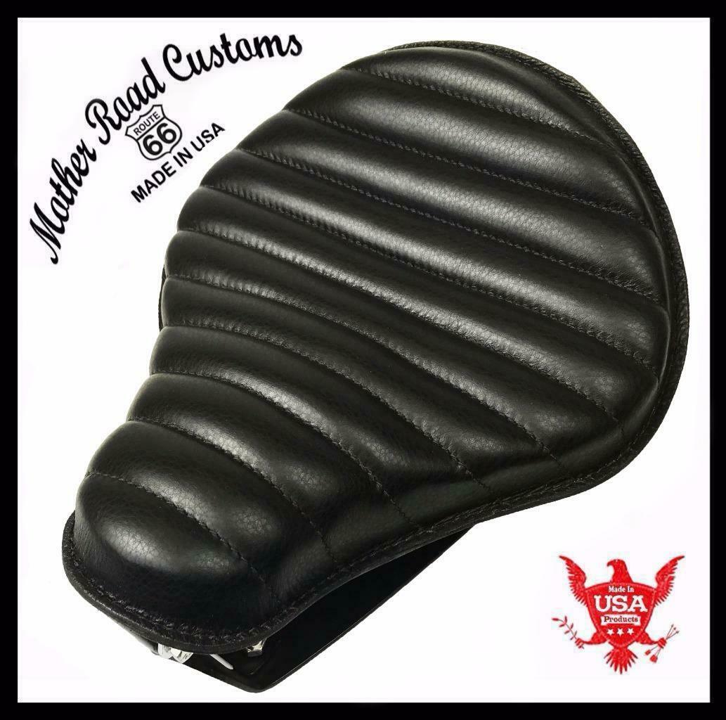 1982-2003 Sportster Spring Seat Solo Harley Blk Tuck Roll Leather Mount Kit bcs - Mother Road Customs