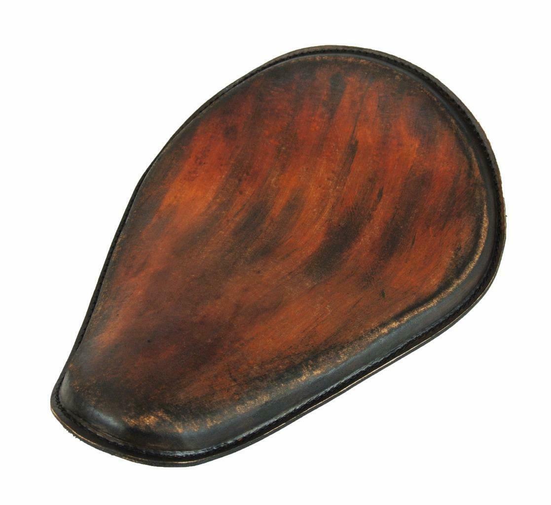 10x13" AntBrn Dis Leather Spring Solo Seat Chopper Bobber Harley Sportster Honda - Mother Road Customs