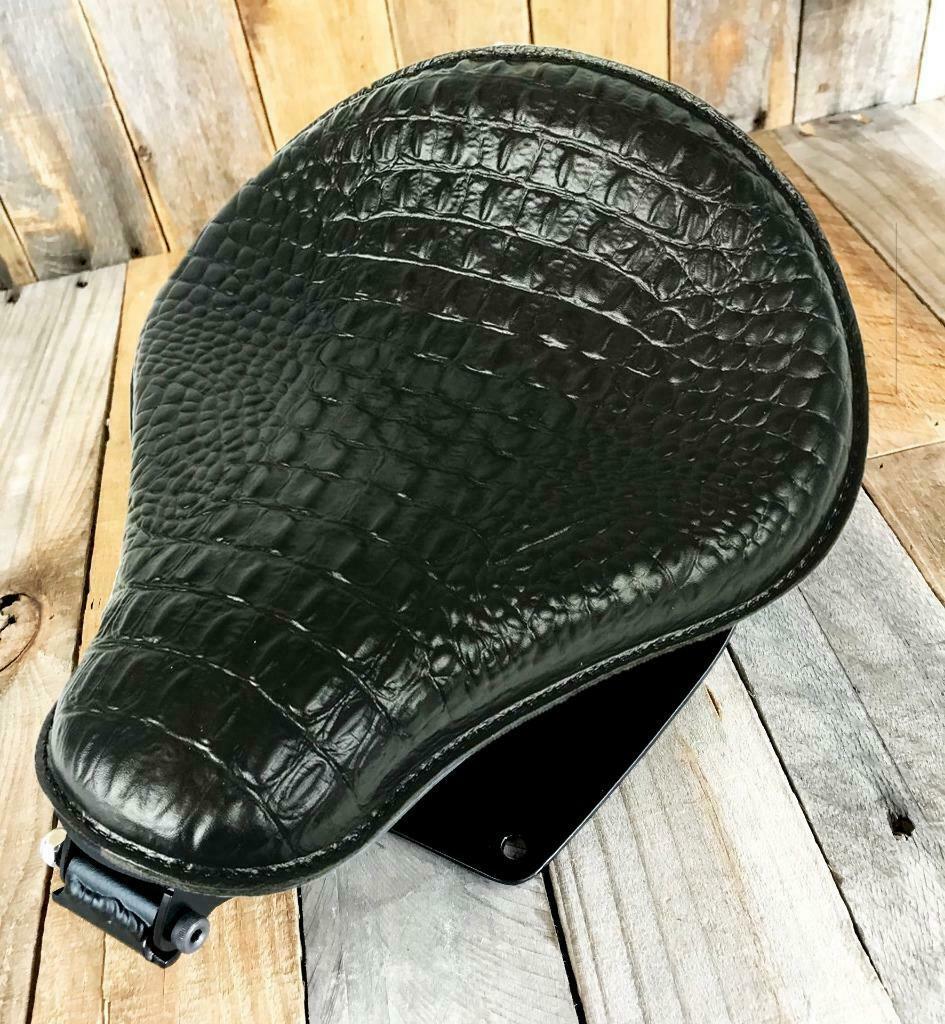 2006-2017 Harley Dyna Spring Seat Installation Kit Black Alligator Leather HS - Mother Road Customs