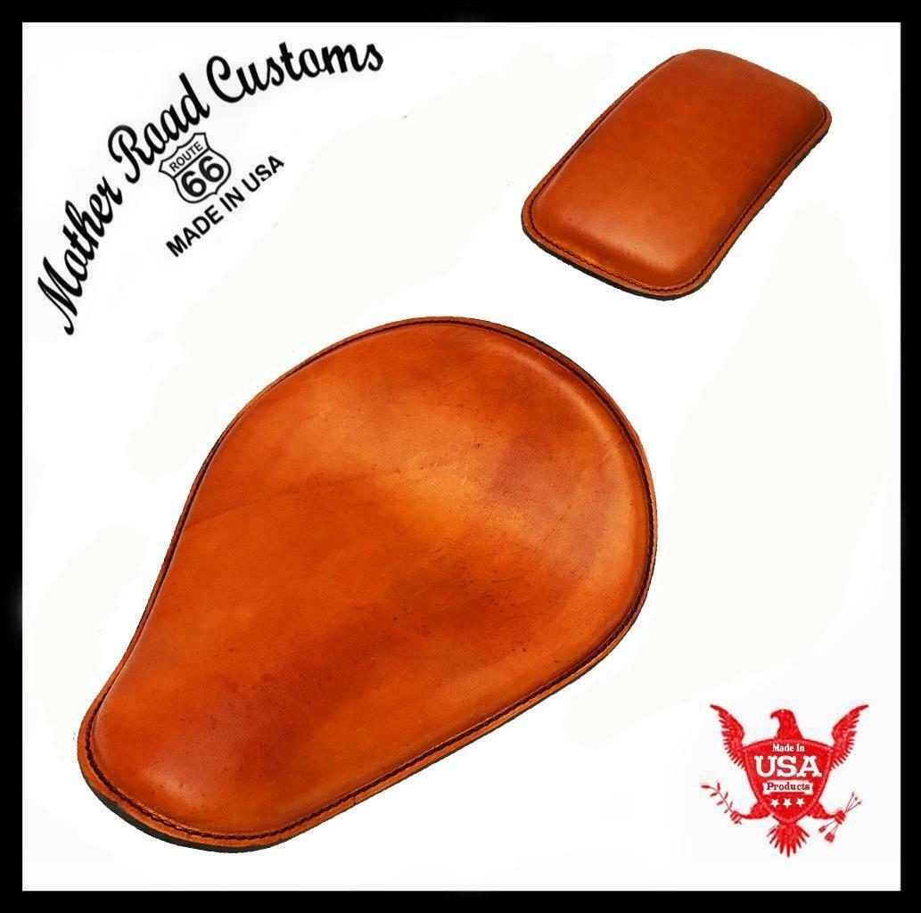 Spring Solo Seat P-Pad Chopper Harley Sportster Bobber Tan Distressed Leather