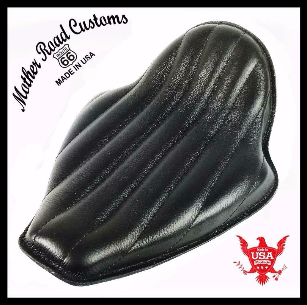 2010-2020 Harley Sportster On The Frame Seat Kick UP Blk Tuck Roll Leather Seat - Mother Road Customs