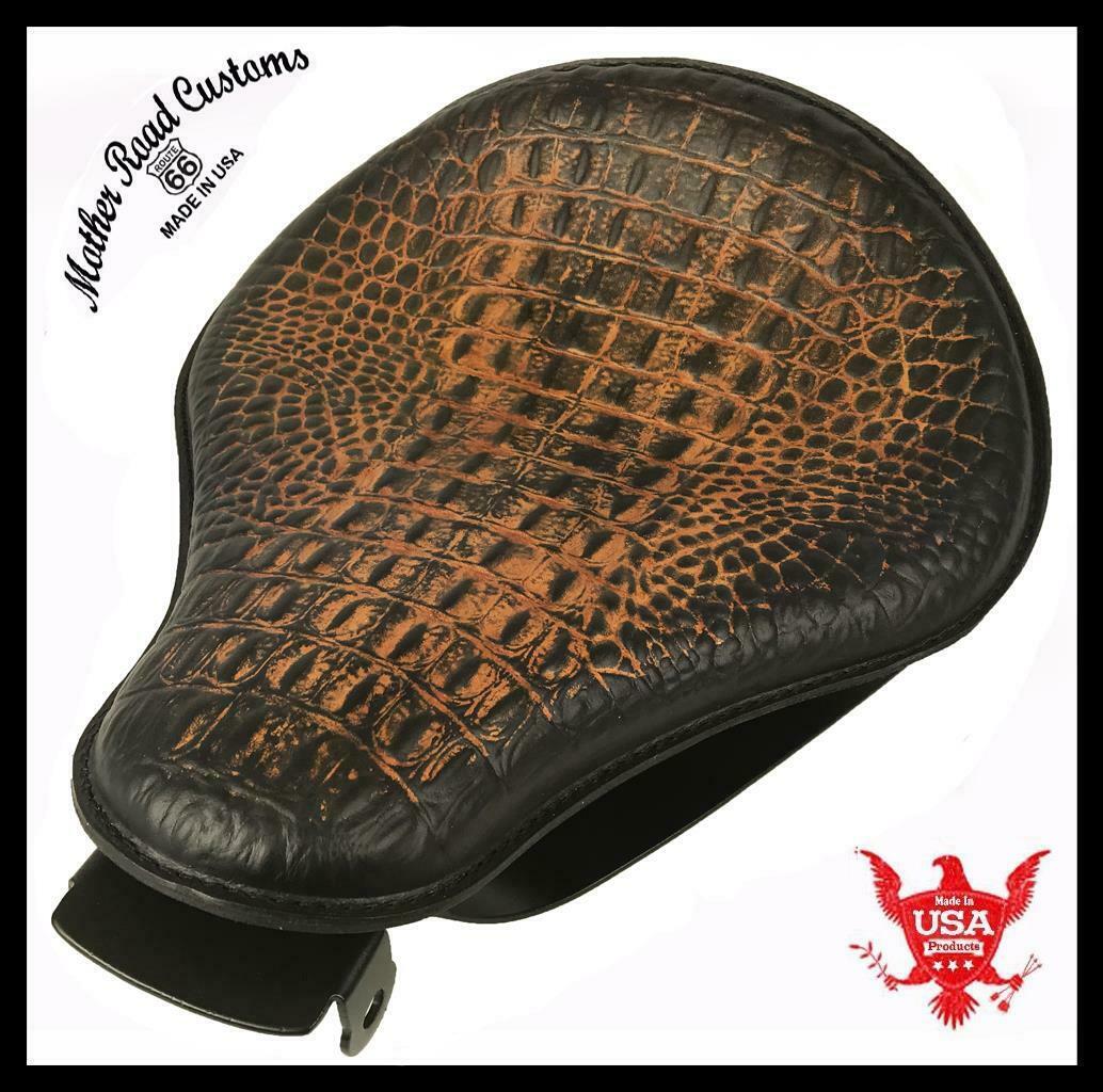 2004-2006 Harley Sportster Spring Solo Seat Mount Kit  Ant Brn Gator Leather bcs - Mother Road Customs