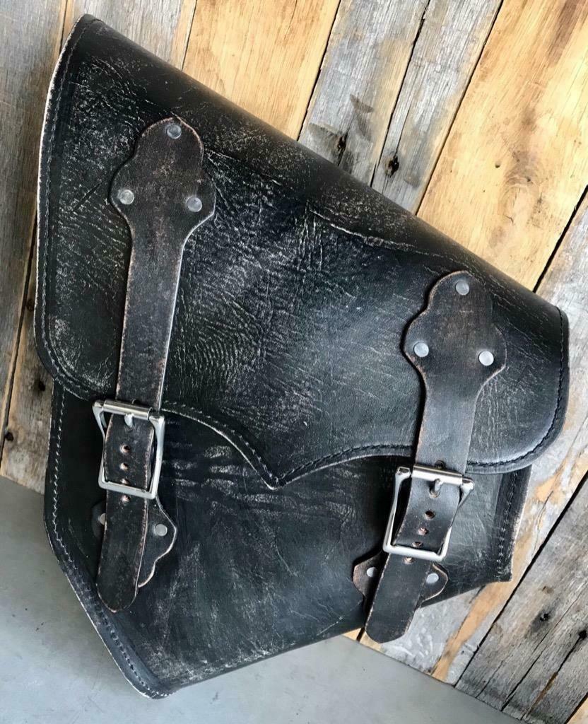 Harley-Davidson black leather satchel side bag straps saddlebag purse  motorcycle