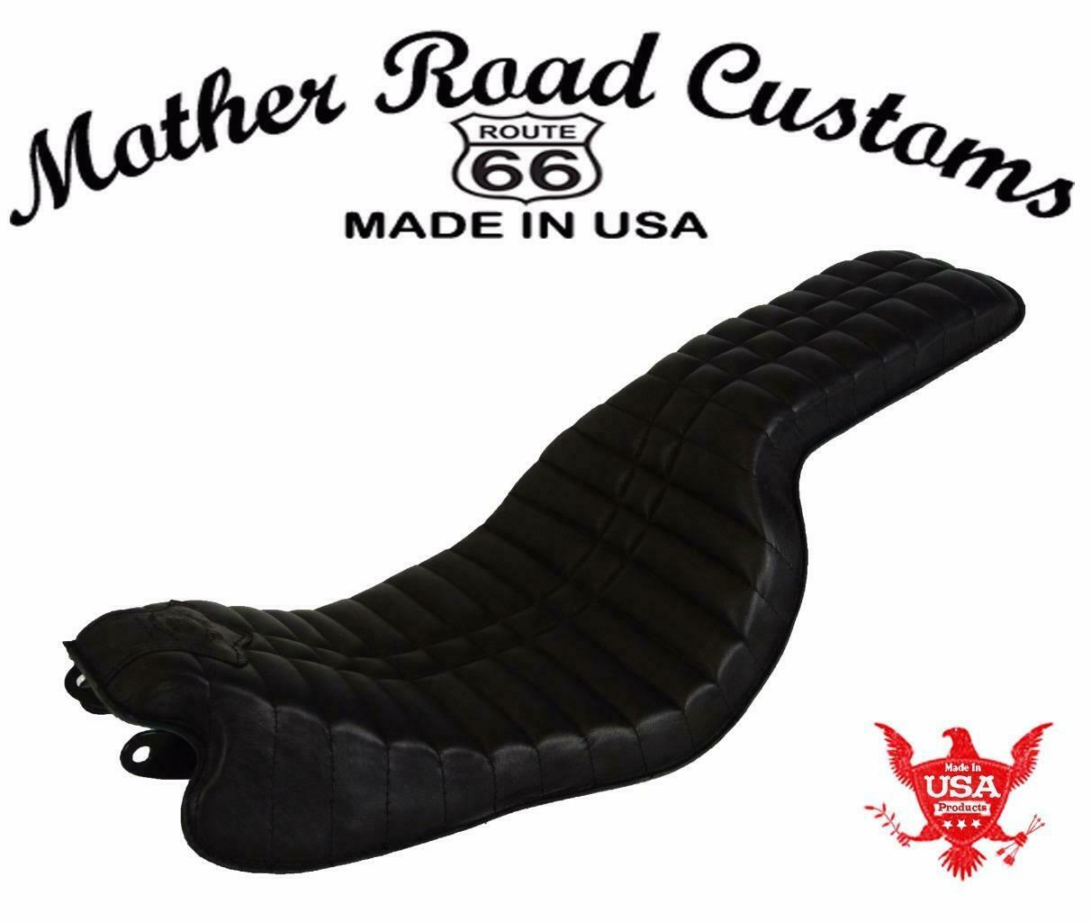 2006-2017 Harley Dyna On The Frame Black Leather Tuck And Roll Seat All Models