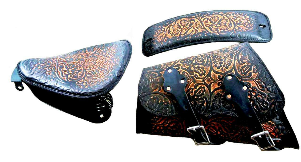 2010-2022 Sportster Harley Seat pad Kit Saddle Bag Antique Brown Oak Leaf USA bc