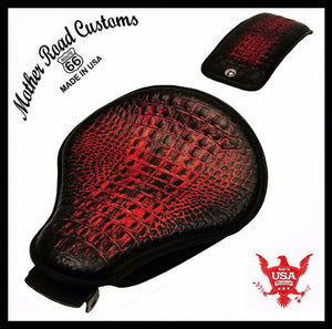 2004-2006 Sportster Harley Spring Solo Seat P-Pad Kit Ant Red Gator Leather  bs - Mother Road Customs