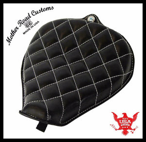 2010-2020  Sportster Harley On Frame Leather Seat Black White Stitch All Models - Mother Road Customs