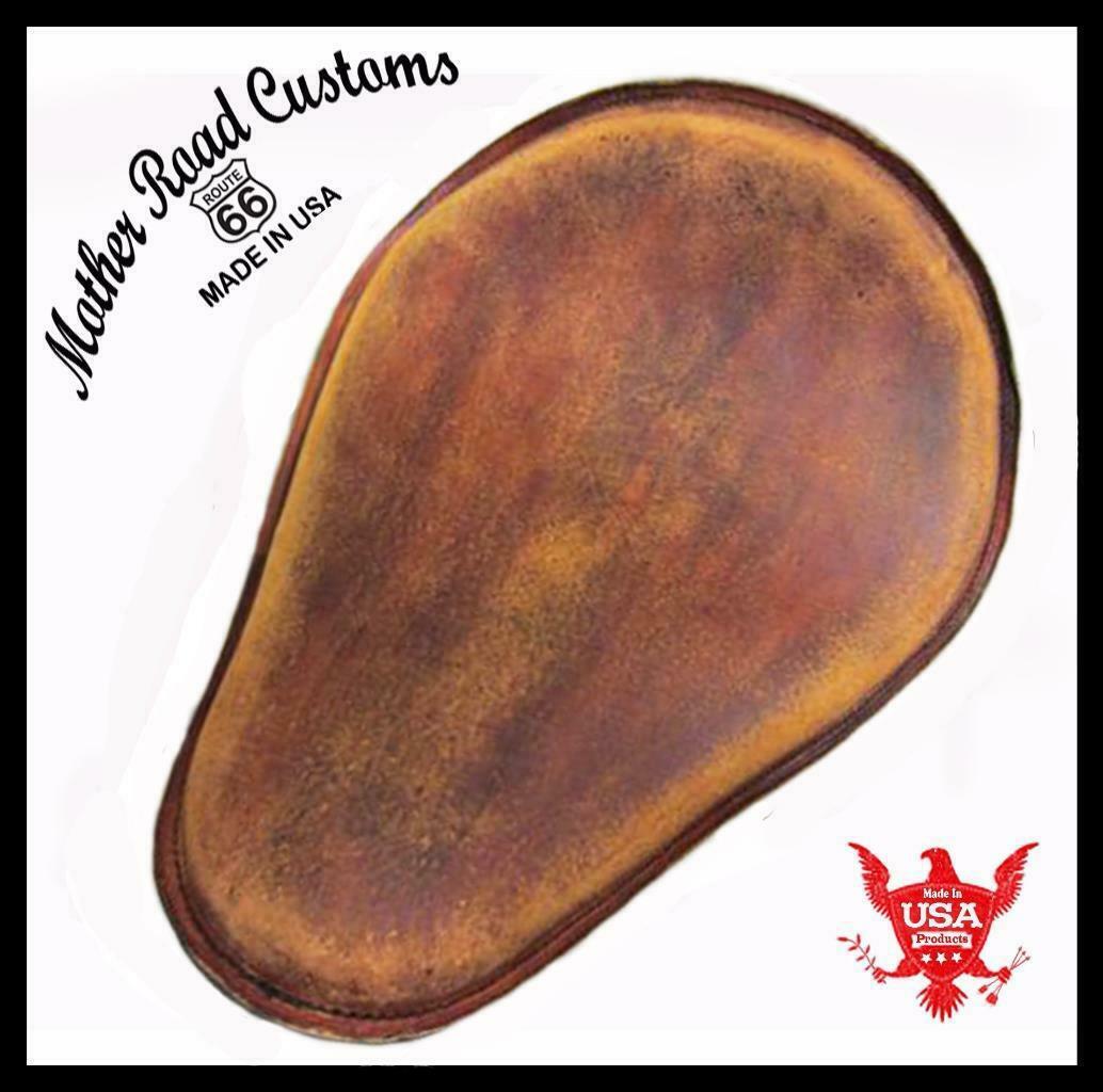 Harley Sportster Bobber Spring Solo Seat 11x14 201 Brn Dist Leather Chopper - Mother Road Customs