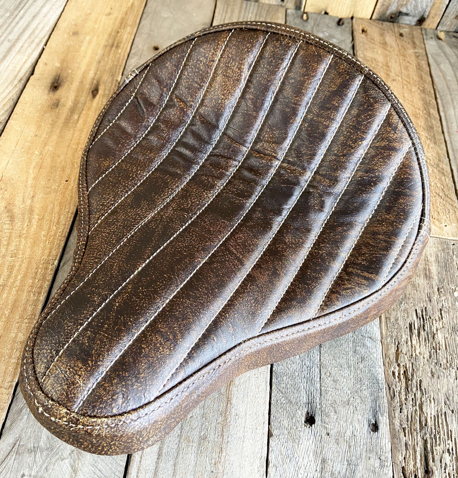 12x13 BrownDis Tuck Roll Seat Chopper Harley Sportster Indian Bobber Bates Style