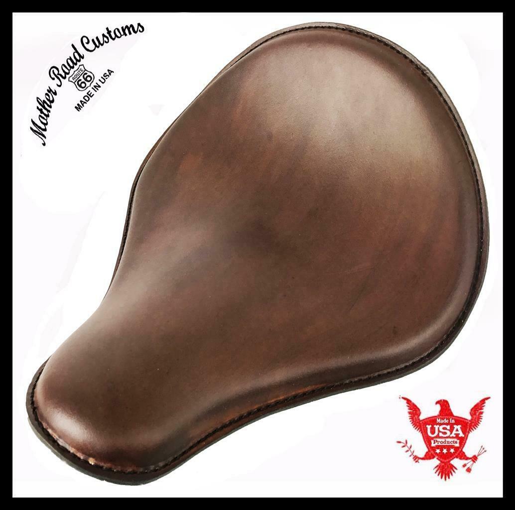 Spring Seat Chopper Sportster Harley Chopper Honda 13x15" Smooth Brown Leather