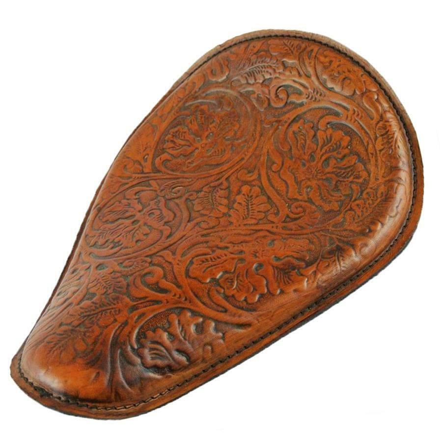 Seat Chopper Harley Sportster Bobber Mother Road Customs Tan Ant Oak Leaf Tooled - Mother Road Customs