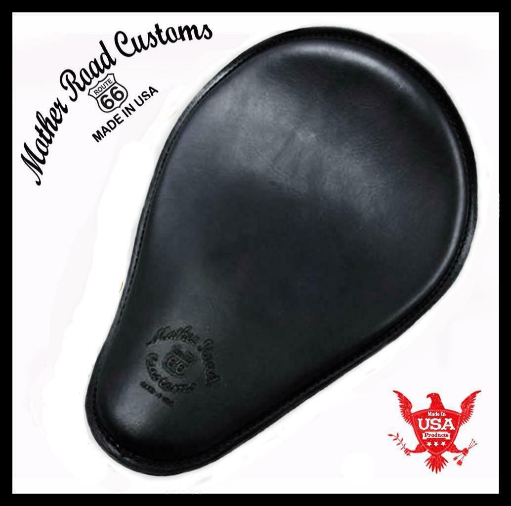 Spring Solo Seat Chopper Harley Sportster Honda Frame 11x14 Black Leather logo