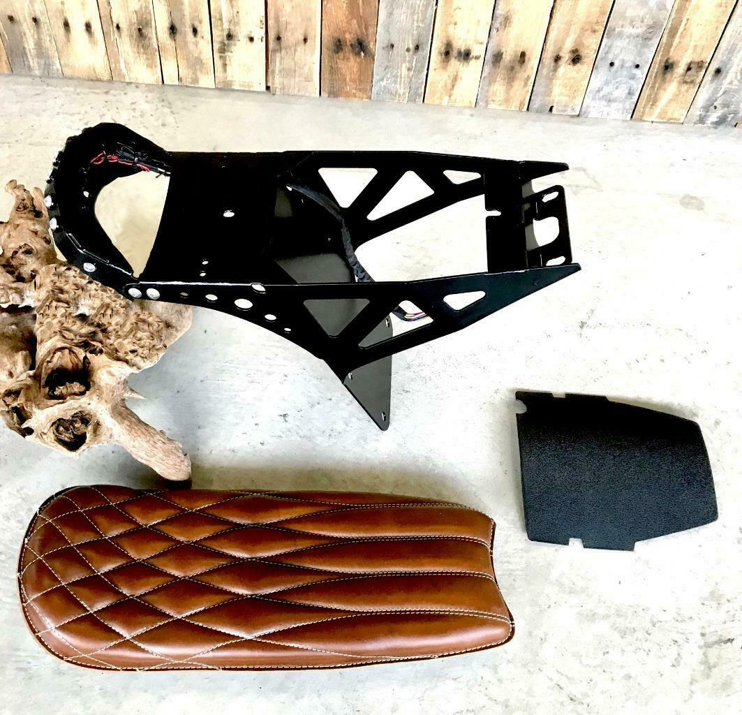 2015-2020 Indian Scout & Bobber Tracker Cafe Fender Eliminator Kit Tan Seat - Mother Road Customs