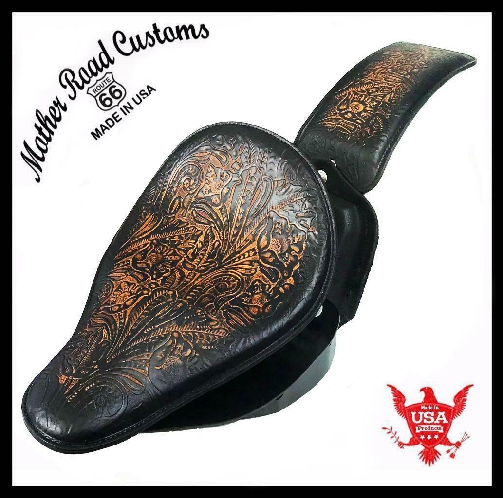 2000-2017 Harley Softail Spring Seat Passenger Pad Mounting Kit Ant Brn Tooled c - Mother Road Customs