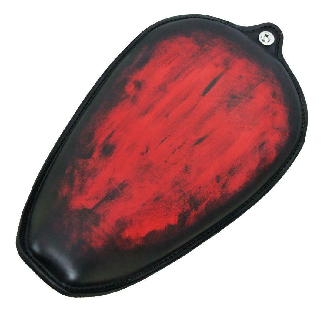 1982-2003 Harley Sportster Seat Antique Red Smooth Leather On The Frame USA - Mother Road Customs