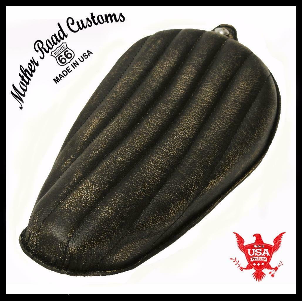 1982-2003 Harley Sportster Solo Seat Black Dist Leather On The Frame Made in USA - Mother Road Customs