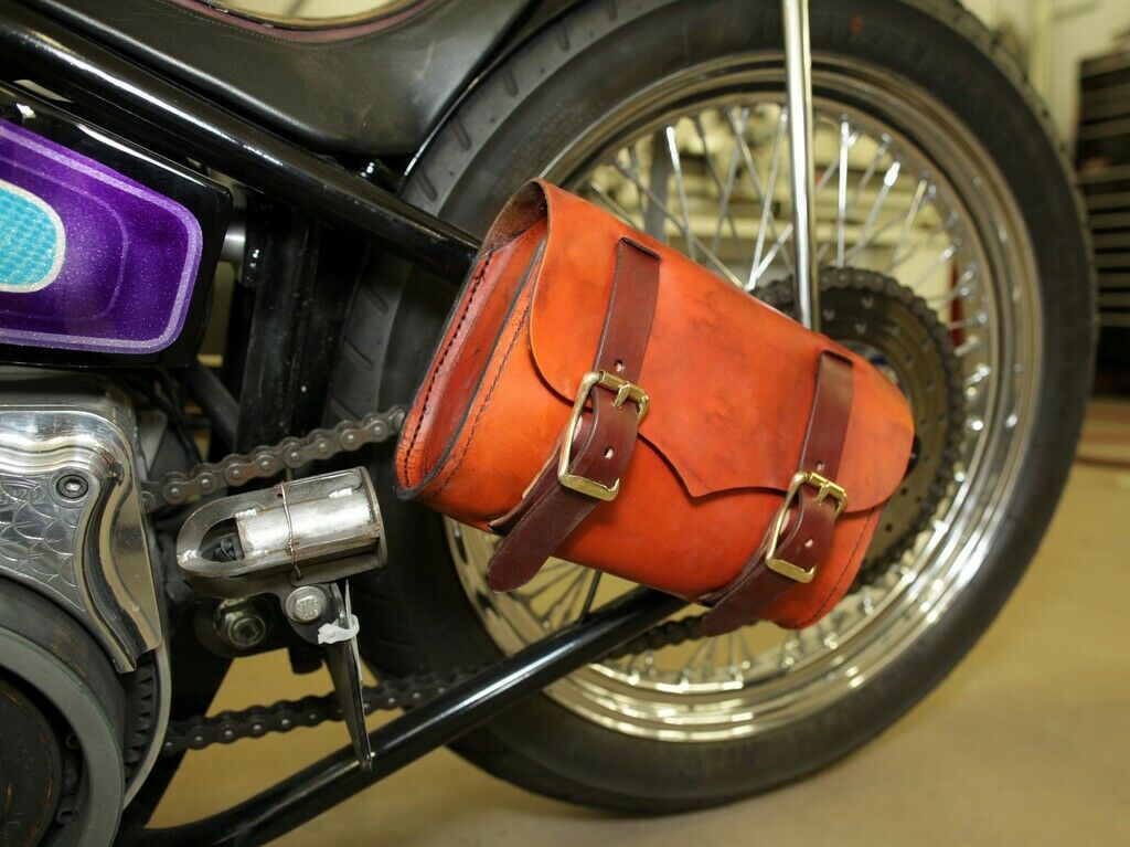 Tool Roll Bag Saddle Harley Chopper Bobber Motorcycle Ant Brn Alligator  Leather