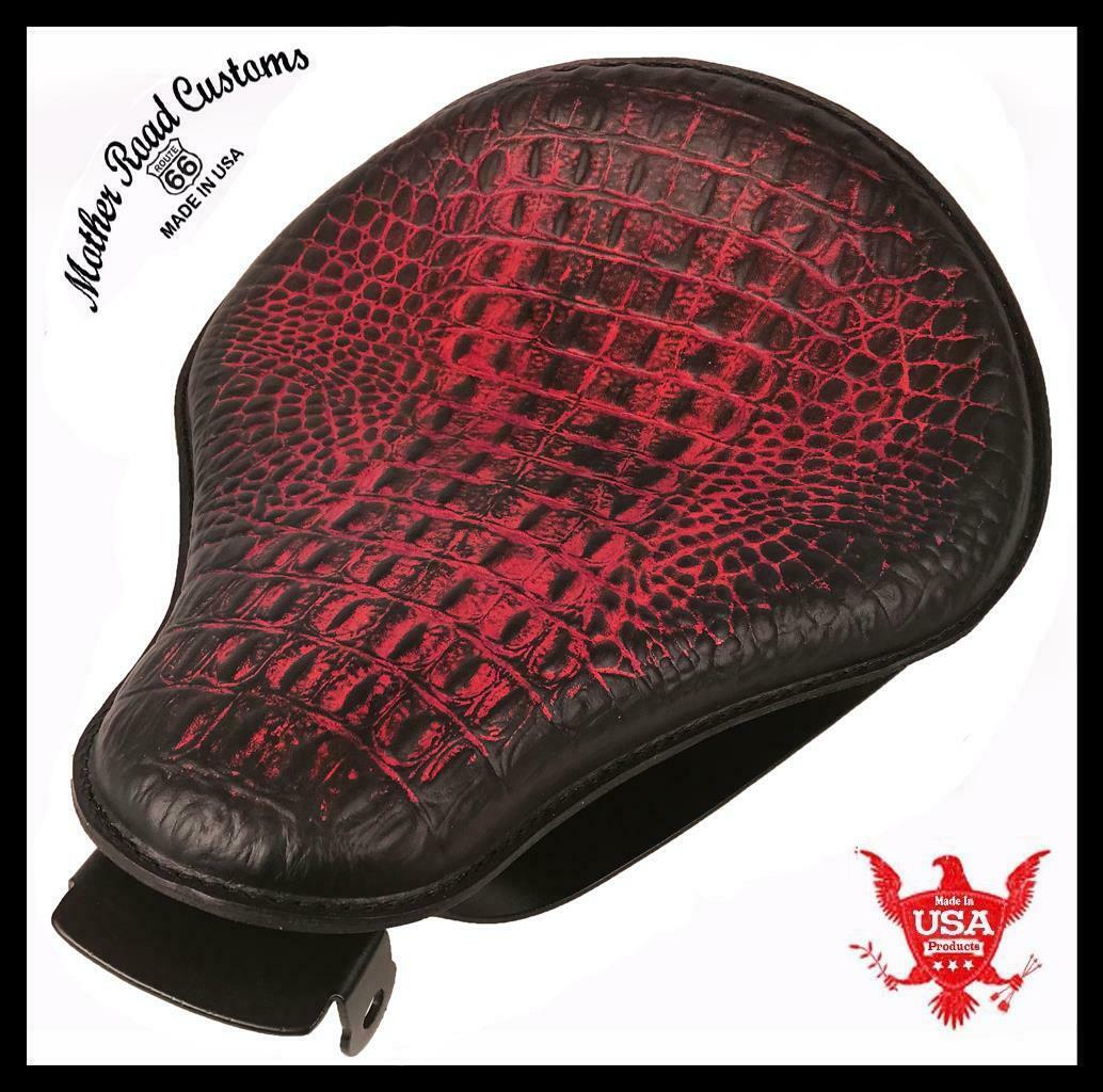 2004-2006 Harley Sportster Spring Solo Seat Mount Kit Ant Red Gator Leather bcs - Mother Road Customs