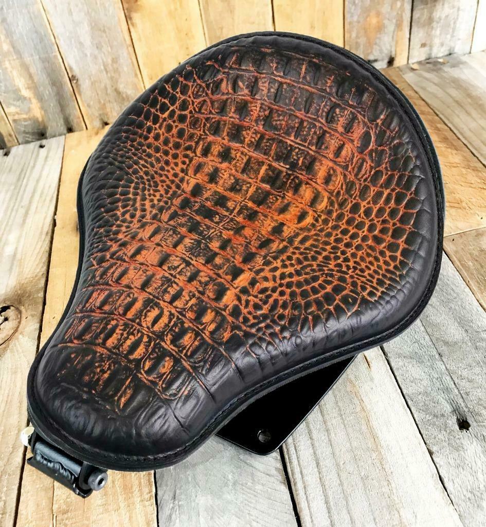 2006-2017 Harley Dyna Spring Seat Installation Kit  Antique Brown Alligator HS - Mother Road Customs