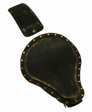 2010-2022 Sportster Harley Seat P-Pad Kit Black Distres Copper Rivets Leather bs