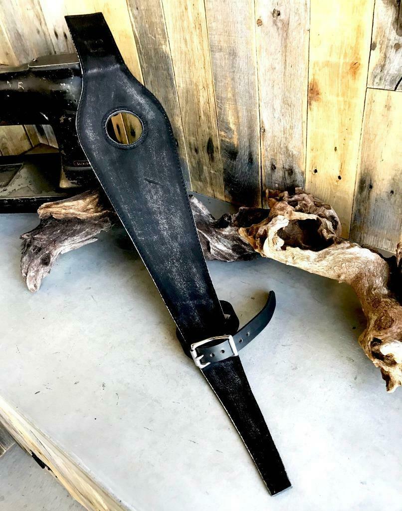 Tank Bib 2004-2020 Harley Sportster Black Distressed Leather Fits All Models MRC - Mother Road Customs