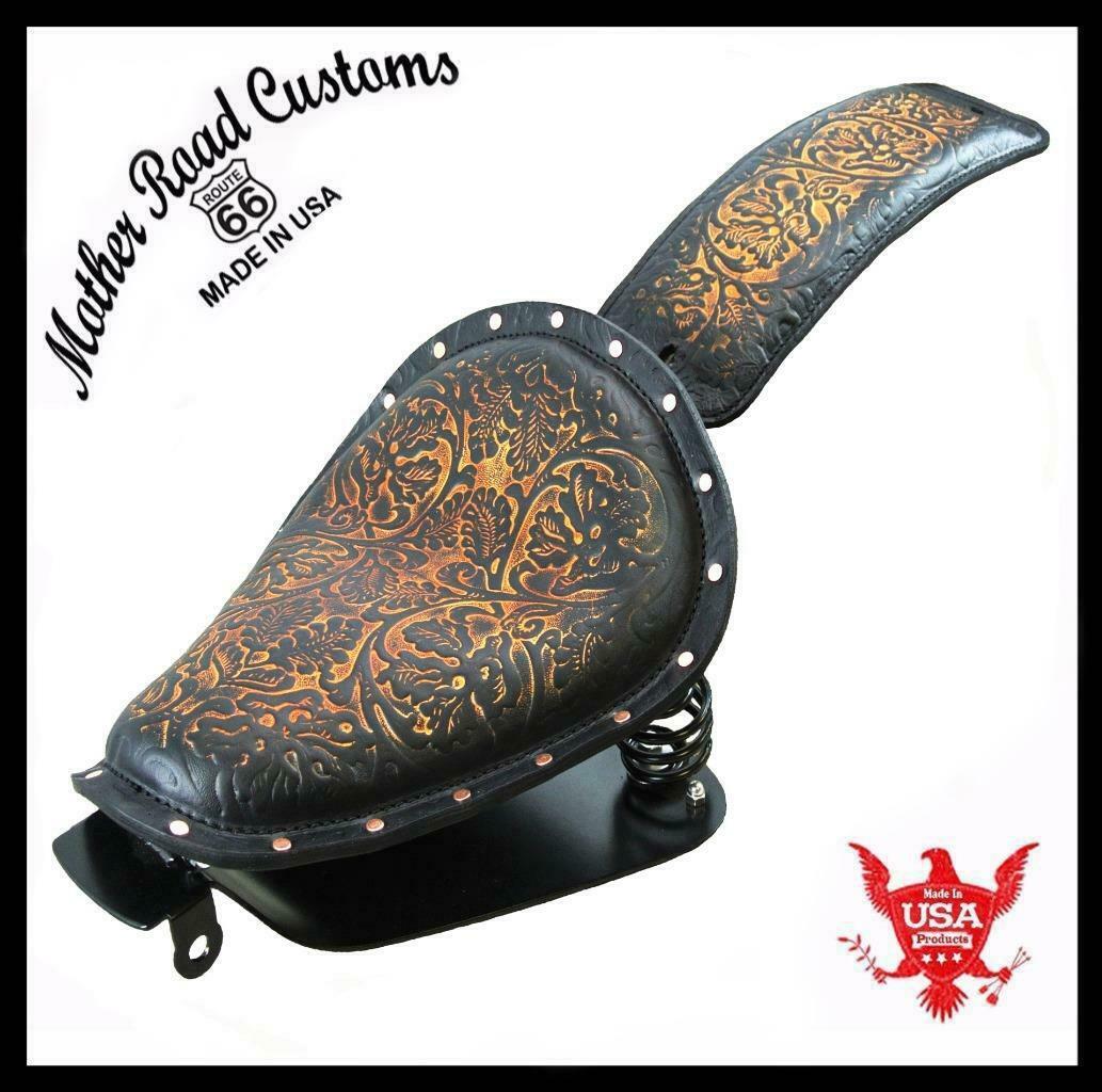 2007-2009 Sportster Harley Spring Seat Ant Brn Oak Leaf Rivets Pad Mount Kit bcs - Mother Road Customs