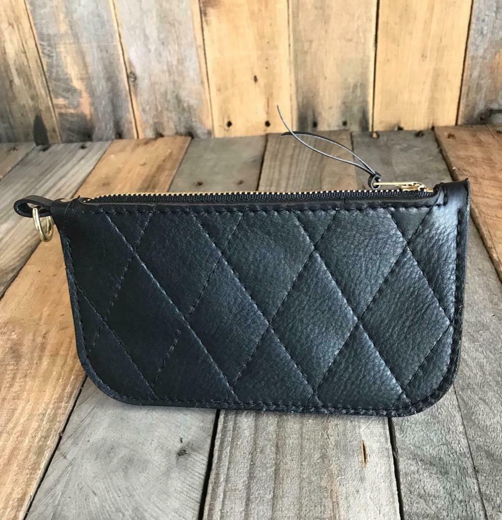 Men & Women Black Tuck Roll Leather Wallet Match Seat Sportster Chopper Harley - Mother Road Customs