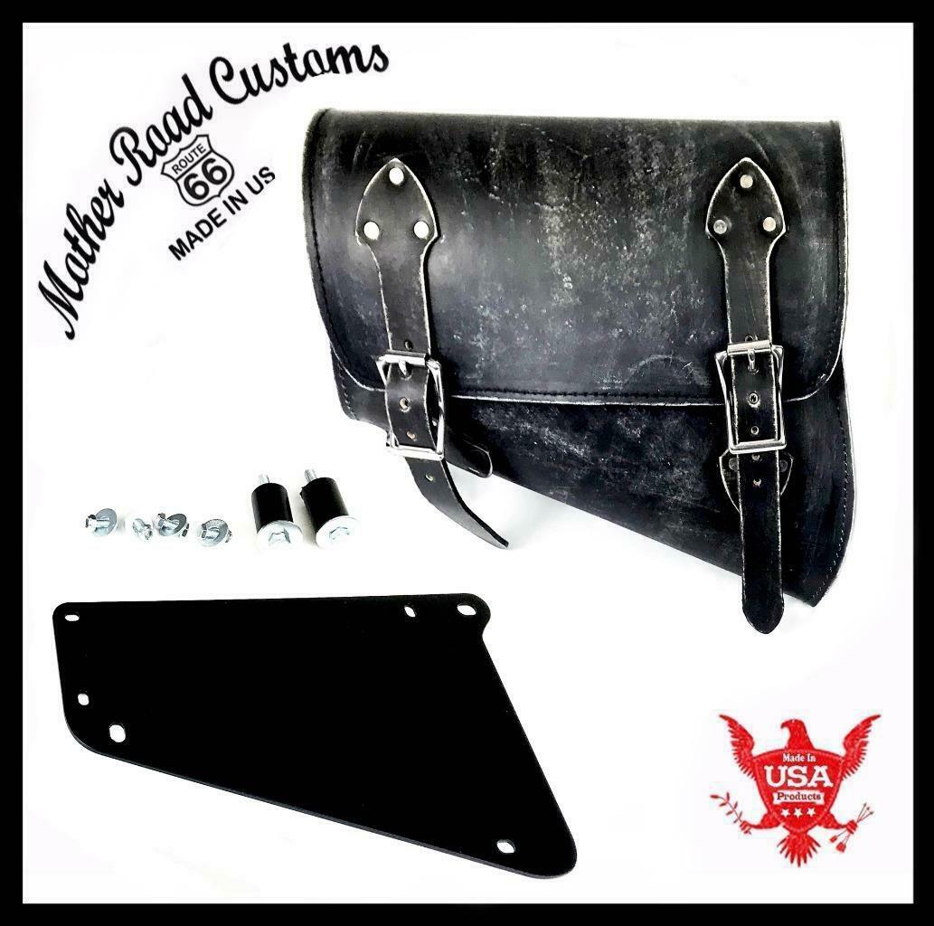 2018-20 Indian Scout Bobber Saddle Bag With Mounting Hardware Black Dist Leather - Mother Road Customs