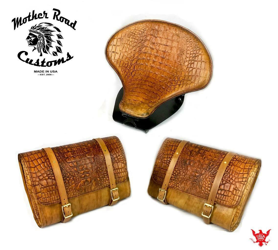 2015-2020 Indian Scout Spring Seat Mounting Kit Saddle Bags Gel Tan Alligator - Mother Road Customs