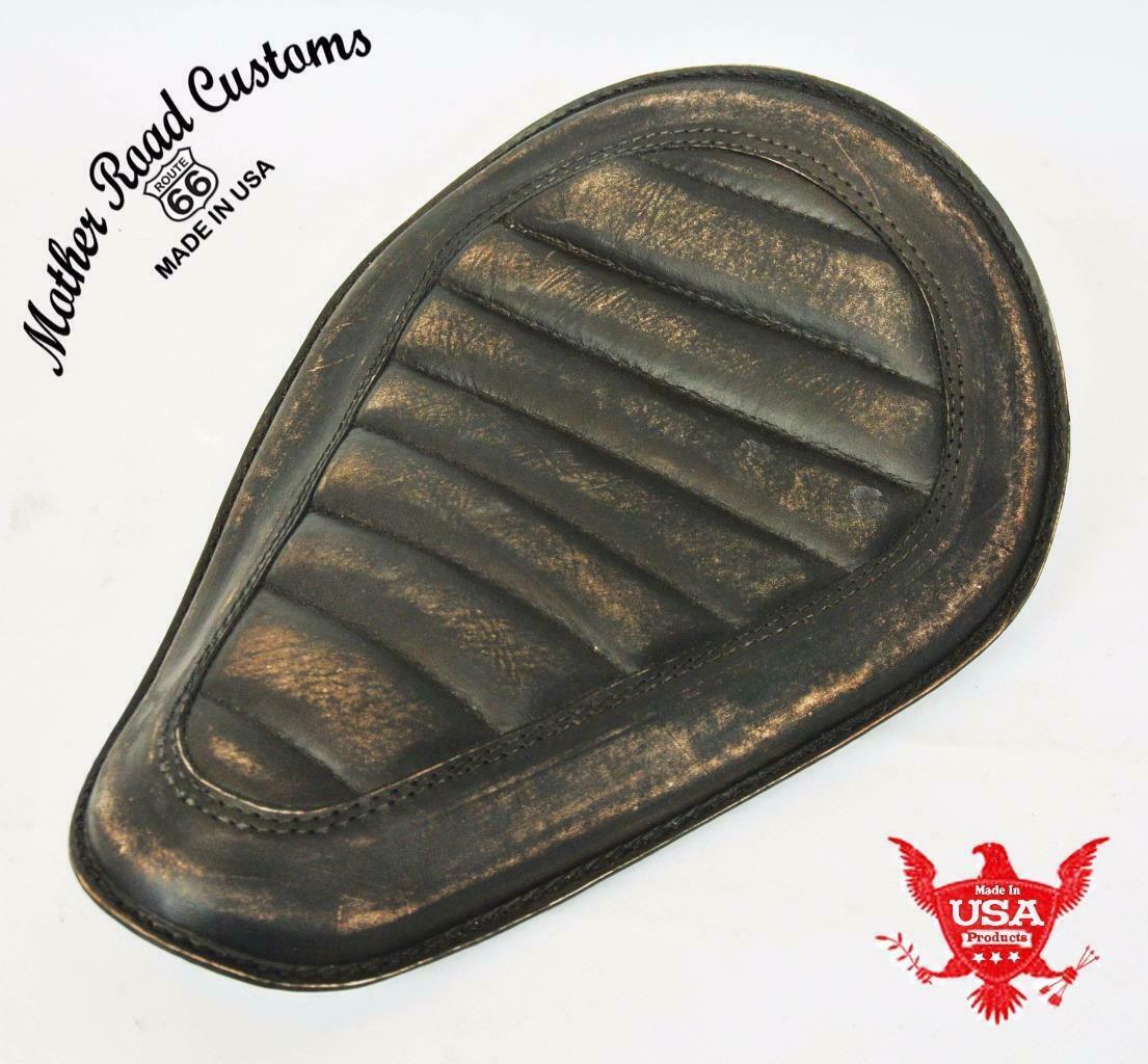 Harley Sportster Bobber Seat Mother Road Customs Black Dist Window Tuck Chopper - Mother Road Customs