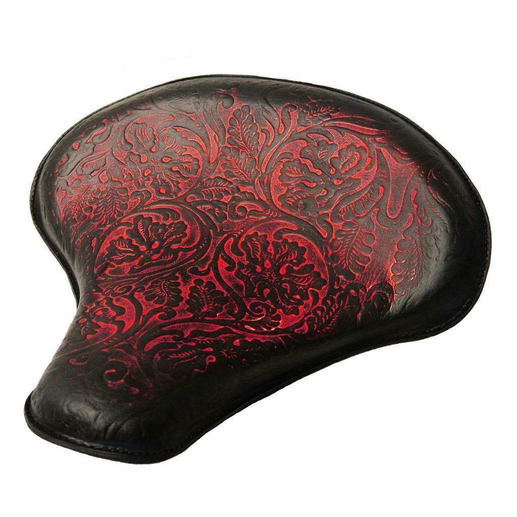 Spring Tractor Seat Chopper Bobber Harley Sportster 15x14 Ant Red Oak Le Leather - Mother Road Customs