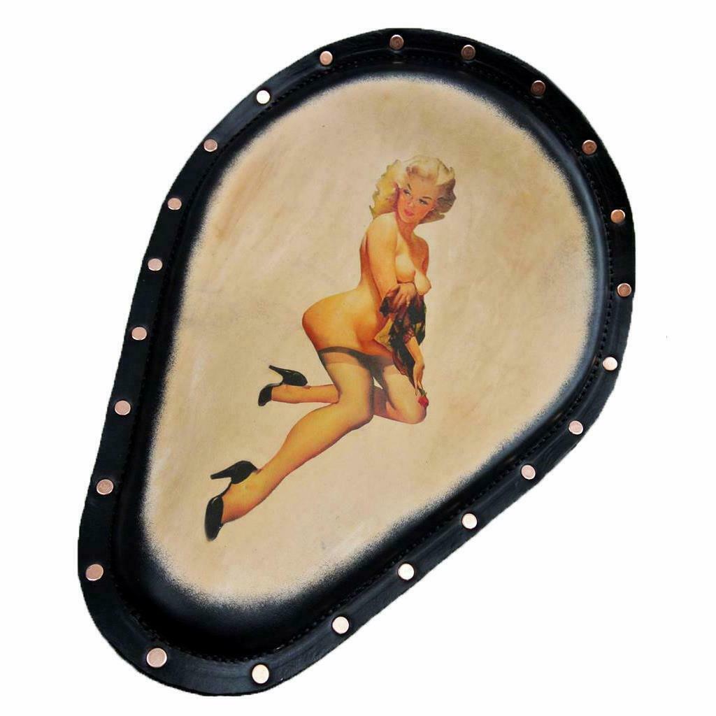 Harley Sportster Spring Seat Chopper Tattoo Topless Copper Rivets Leather MRC - Mother Road Customs