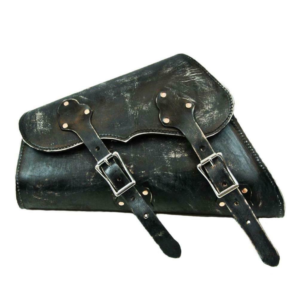 Sportster Saddle Bag 1982-2020 Black Distress Made In USA! Chopper Harley Seat - Mother Road Customs