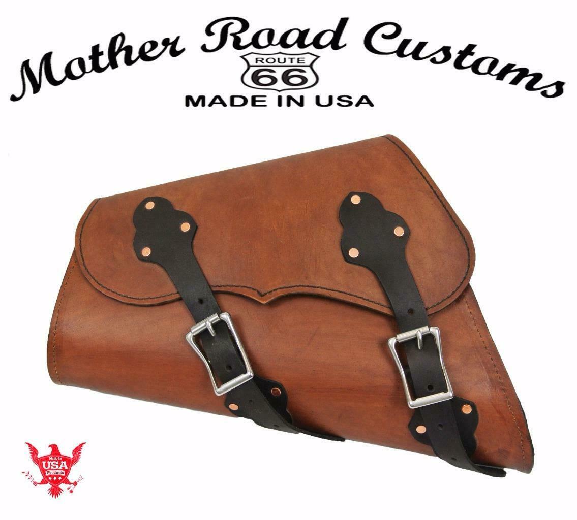 2004-2020 Sportster Saddle Bag Chopper Harley Brown Leather Seat Frame USA - Mother Road Customs