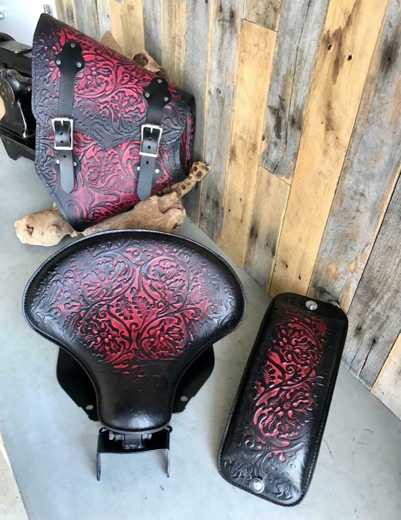 2018-2020 Harley Softail AntRed  Leather Spring Seat Pad Mounting Kit Saddle Bag - Mother Road Customs