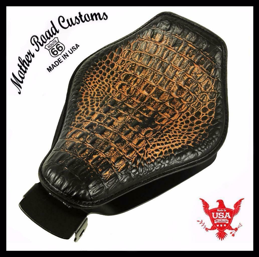 2004-2006 Sportster Harley Spring Seat Snub Nose Mount Kit Ant Brn Alligator bcs - Mother Road Customs