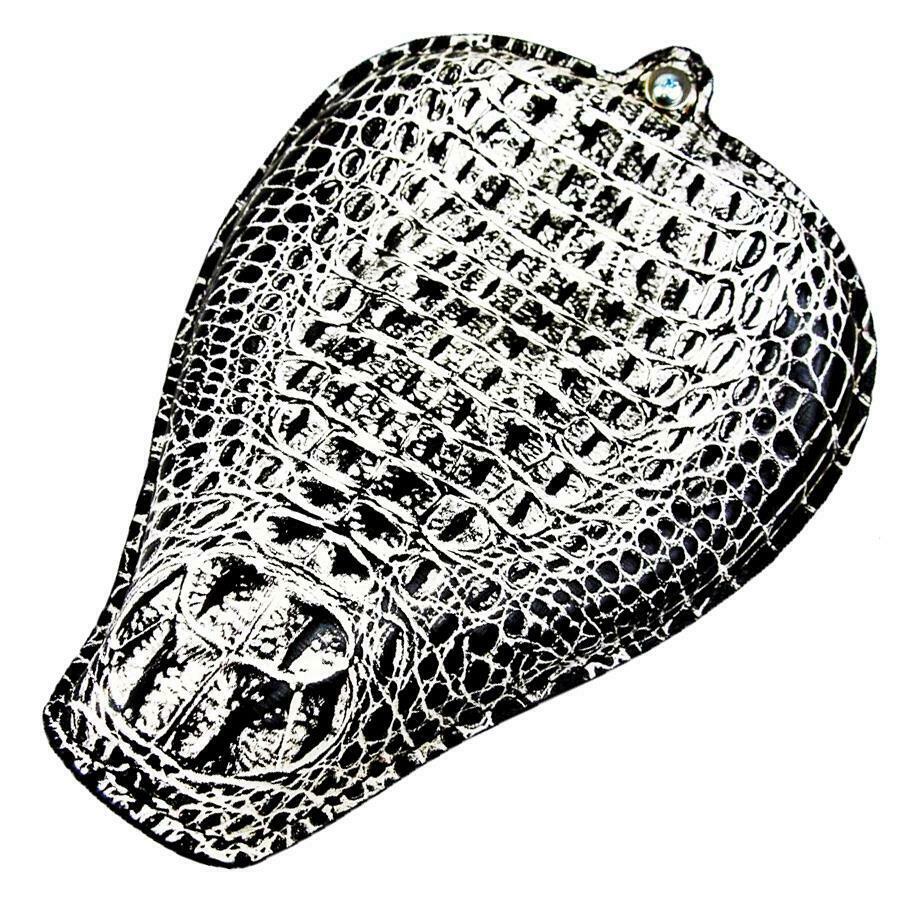 2004-2006 Harley Sportster Seat On The Frame  All Models Blk White Gator Leather - Mother Road Customs