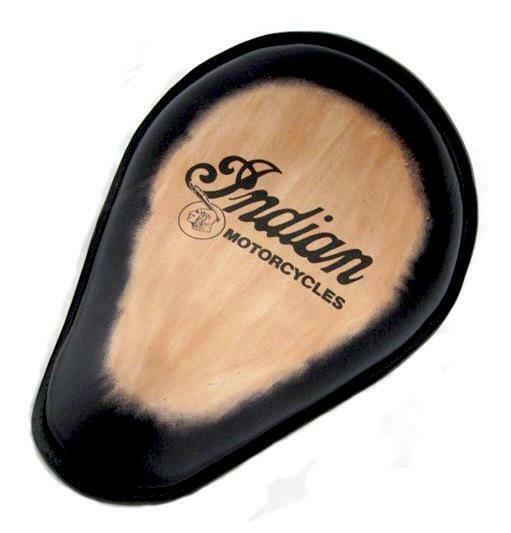 Spring Solo Seat Choppter Bobber Indian Logo Tattoo Black Leather MRC