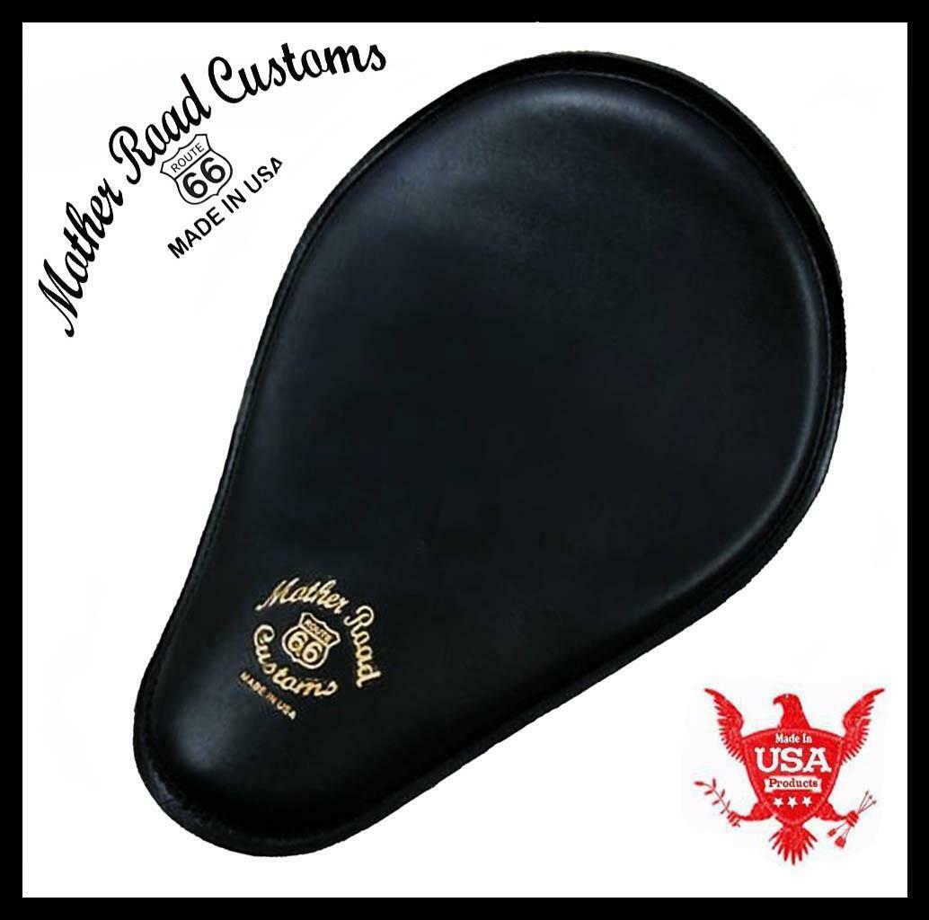 Spring Solo Seat Chopper Harley Sportster Honda Frame 11x14" Black Leather logo